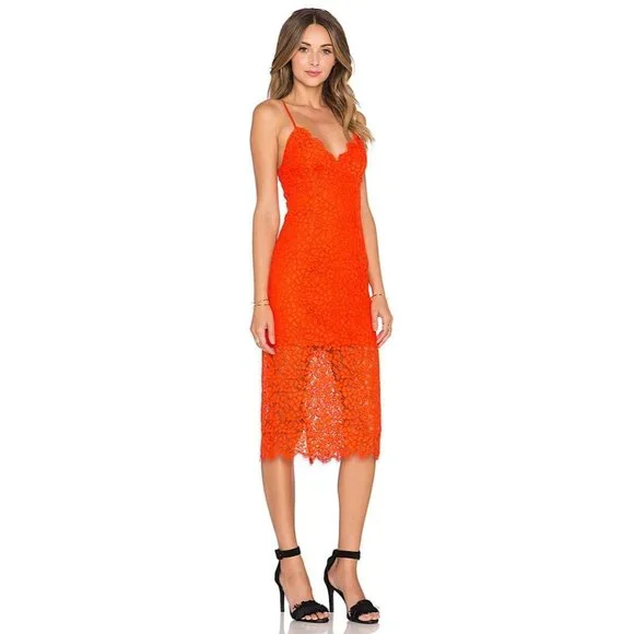 Bardot Sienna Lace Bodycon Spaghetti Strap Cocktail Midi Dress - Picture 2 of 10